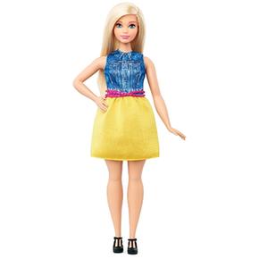 Barbie – Muñeca Fashionista Falda Amarilla Top Vaquero