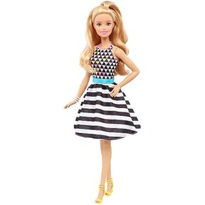 Barbie – Muñeca Fashionista Vestido Falda Rayas Negras Y Blancas (power Print)
