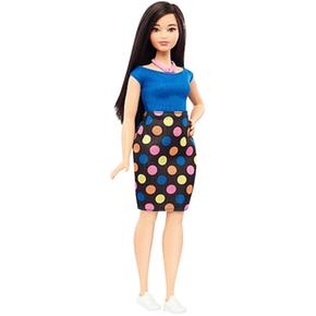 Barbie – Muñeca Fashionista Vestido Top Azul Falda Lunares De Colores (polka Dot Fun)