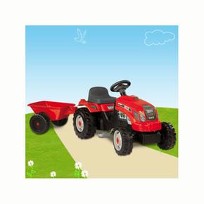 Tractor A Pedales Gm Bull Con Remolque Rojo Smoby