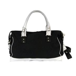 Little Company Bolso Power Flower Negro Con Base Y Asas Blancas