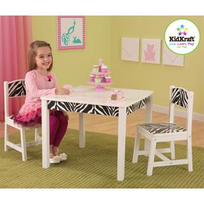 Juego De Mesa Y 2 Sillas Blanco Y Cebra Fun And Funky Kidkraft