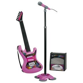 Guitarra Electrónica Con Amplificador – Rosa