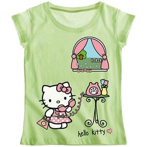 Camiseta Manga Corta Hello Kitty Verde 6 Años