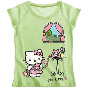 Camiseta Manga Corta Hello Kitty Verde 6 Años