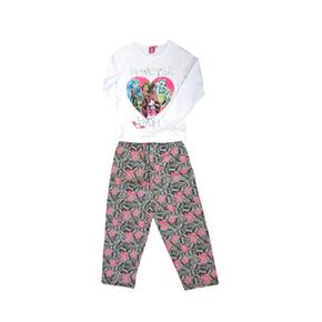 Monster High – Pijama Manga Larga Pantalón Gris/rosa Calaveras – 10 Años