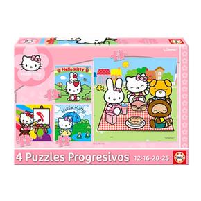 Educa Borrás – Puzzle Progresivo Hello Kitty 12 + 16 + 20 + 25 Piezas