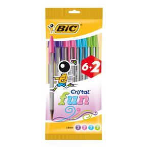 Bolígrafo Bic Cristal Fashion Colors Blister 6+2 Gratis