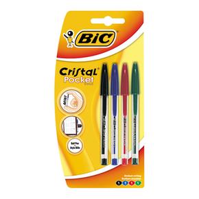 Bolígrafo Bic Cristal Pocket 4 Unidades