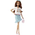 Barbie – Muñeca Barbie Fashionistas Falda Azul Top Blanco