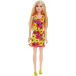 Barbie – Muñeca Rubia Chic Vestido Flores Grandes Rosa Y Amarillo