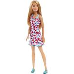 Barbie – Muñeca Rubia Chic Vestido Flores Pequeñas Rojo Y Morado