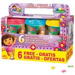 6 Botes De Plastilina Dora Con 6 Botes Más De Regalo Importación