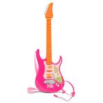 Guitarra Rock Electrónica Rosa Y Micrófono Casco