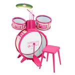 Batería Rosa Con Bombo Y Pedal
