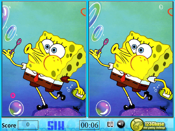 Bob Esponja encuentra las seis diferencias